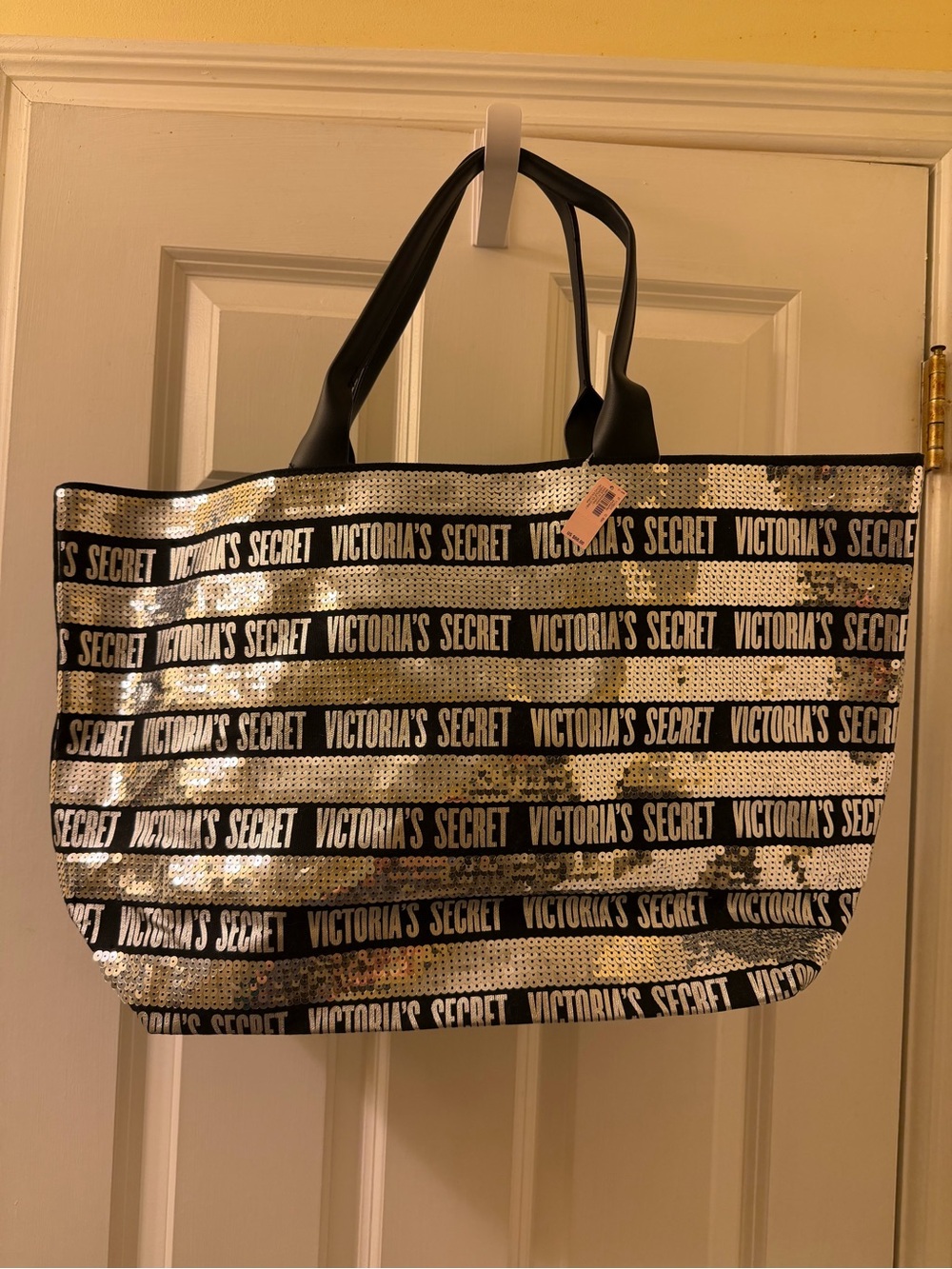 Victoria's Secret Silver Sequin Logo Tote/ Beach Bag